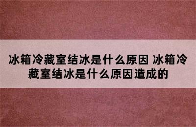 冰箱冷藏室结冰是什么原因 冰箱冷藏室结冰是什么原因造成的